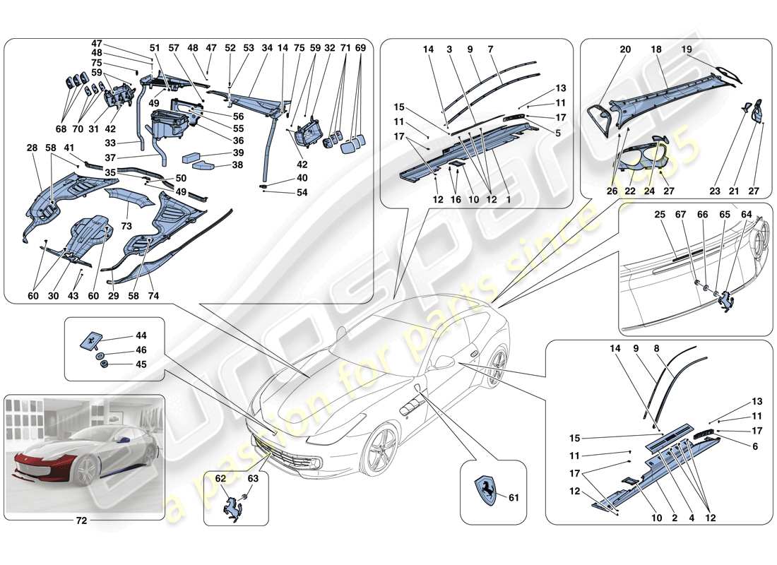 Ferrari GTC4 Lusso T (EUROPA) SCUDI - RIVESTIMENTO ESTERNO Diagramma delle parti