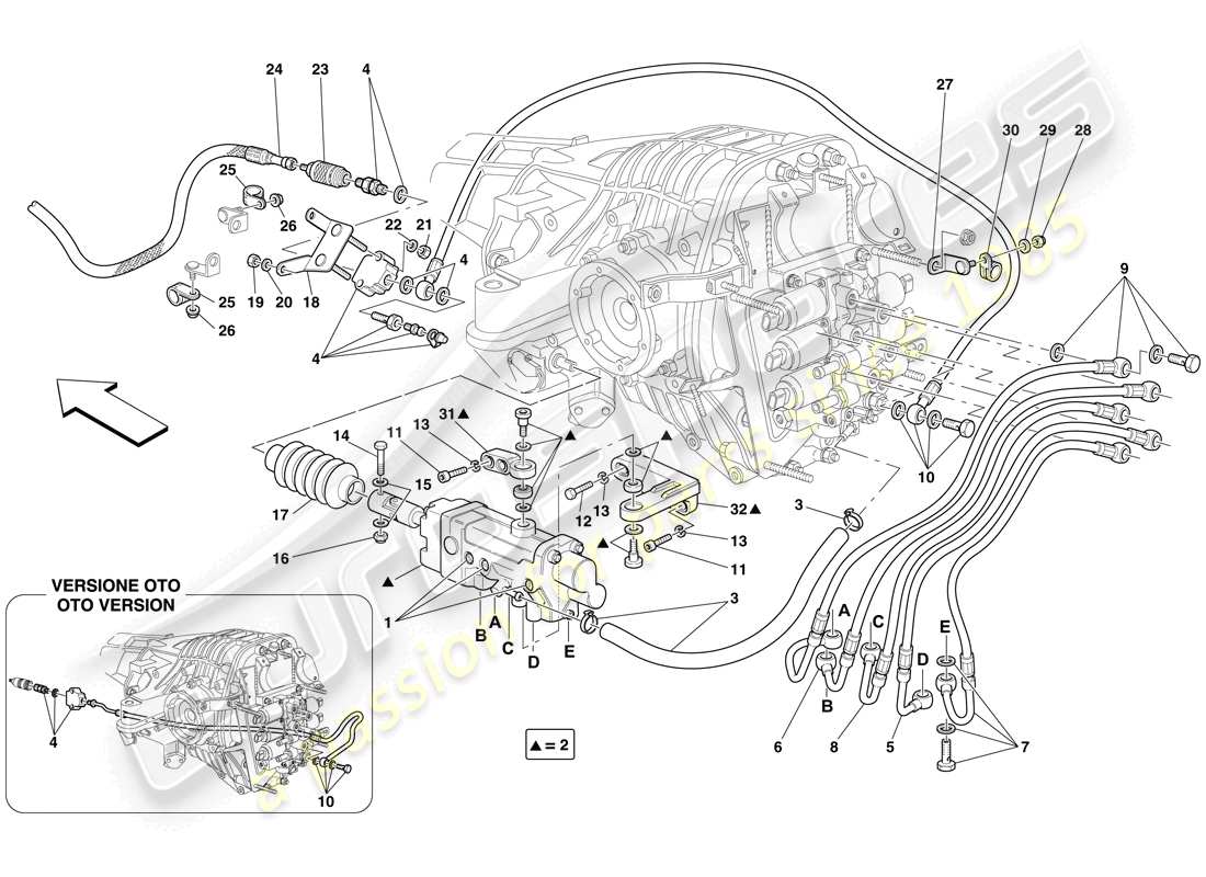 Ferrari 612 Sessanta (Europa) F1 comando idraulico della frizione Diagramma delle parti