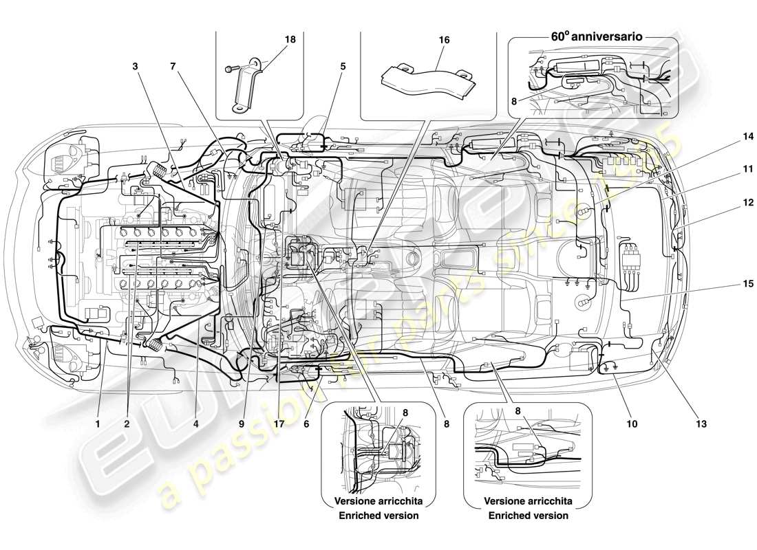 Ferrari 612 Sessanta (Europa) Sistema elettrico Diagramma delle parti