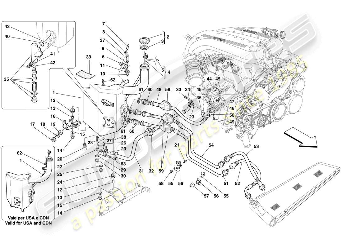 Ferrari 599 GTO (RHD) Sistema di lubrificazione - Serbatoio Diagramma delle parti