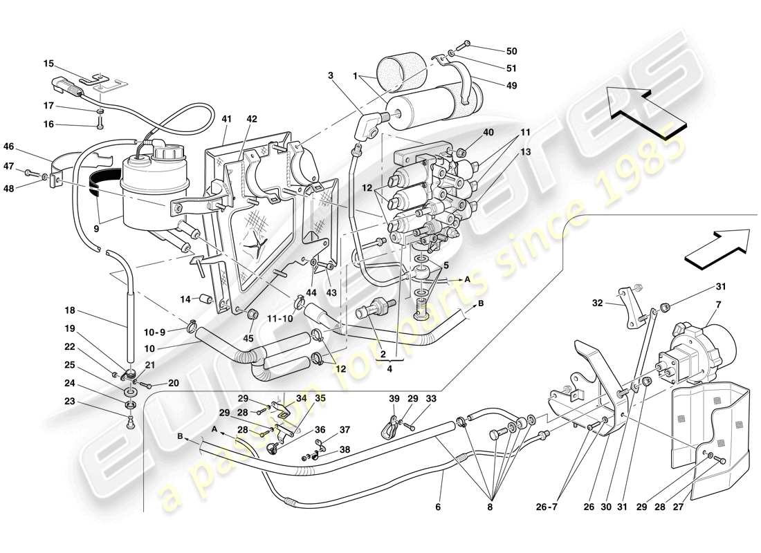 Ferrari 599 GTO (RHD) Unità di potenza e serbatoio Diagramma delle parti