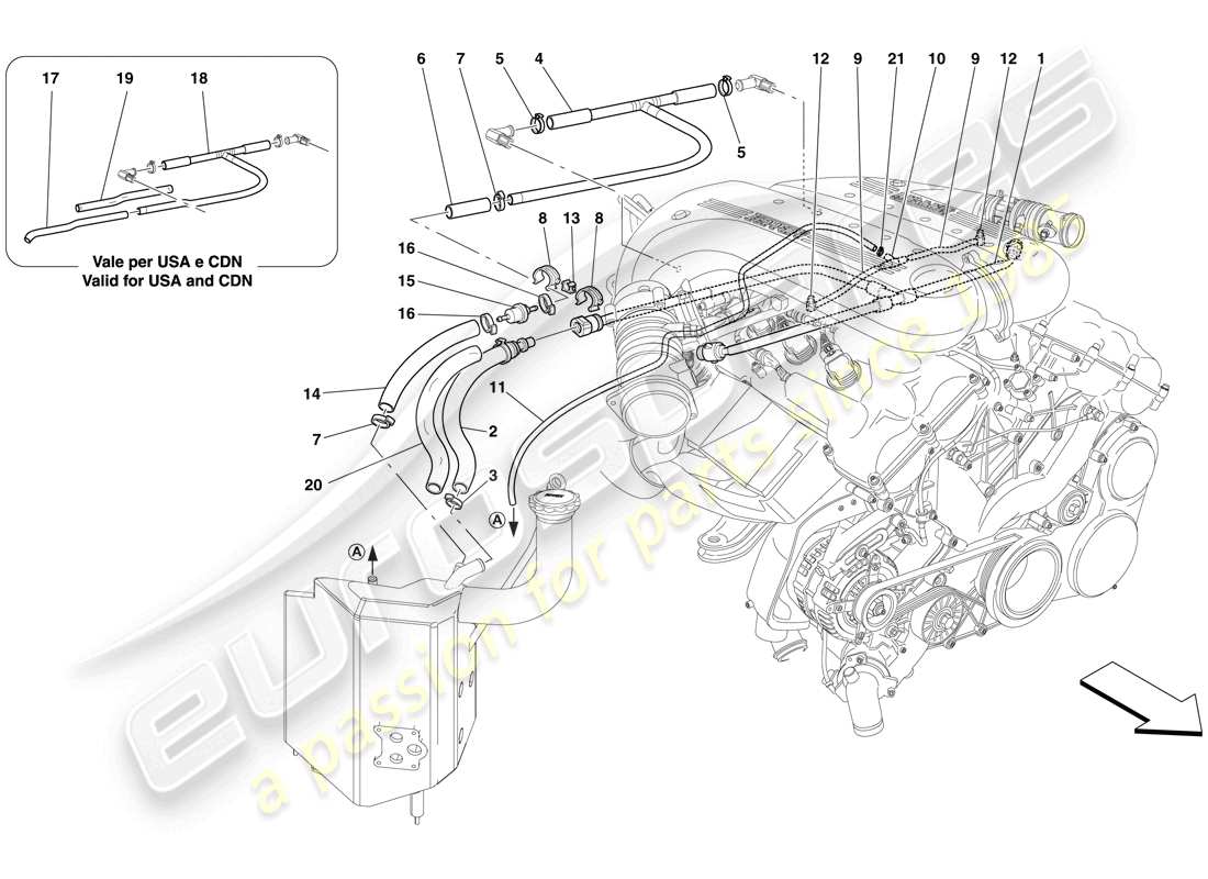 Ferrari 599 GTO (USA) SISTEMA BLOW-BY Diagramma delle parti