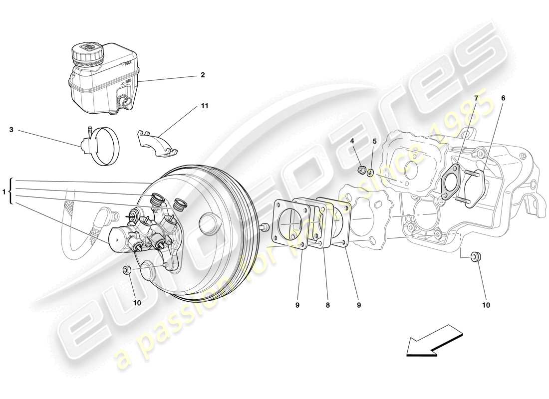 Ferrari 599 GTO (USA) COMANDO FRENO E FRIZIONE IDRAULICI Diagramma delle parti