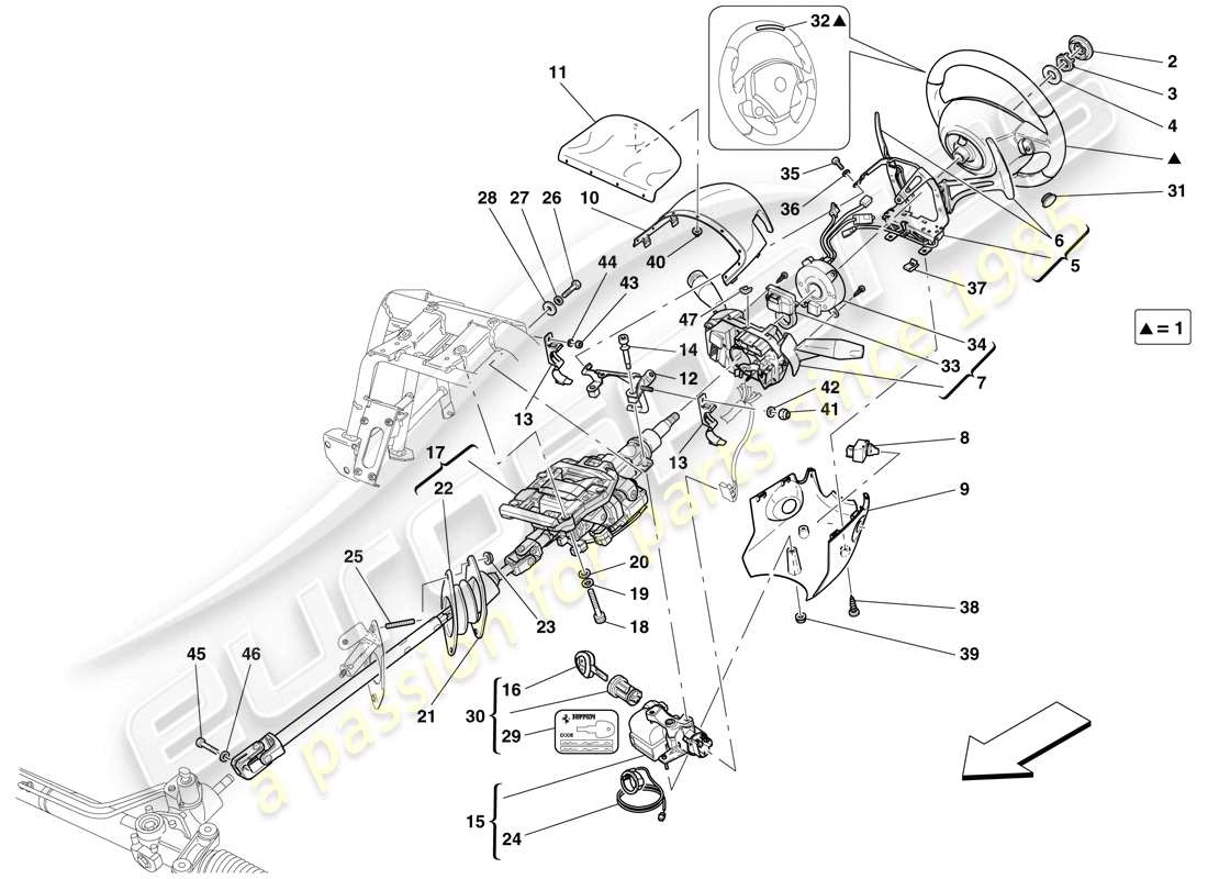 Ferrari 599 GTO (USA) Controllo dello sterzo Diagramma delle parti