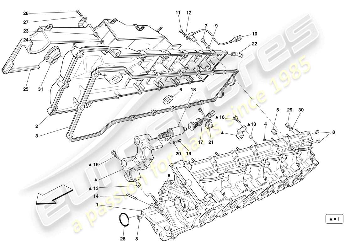 Ferrari 599 SA Aperta (RHD) TESTA CILINDRO DESTRA Diagramma delle parti