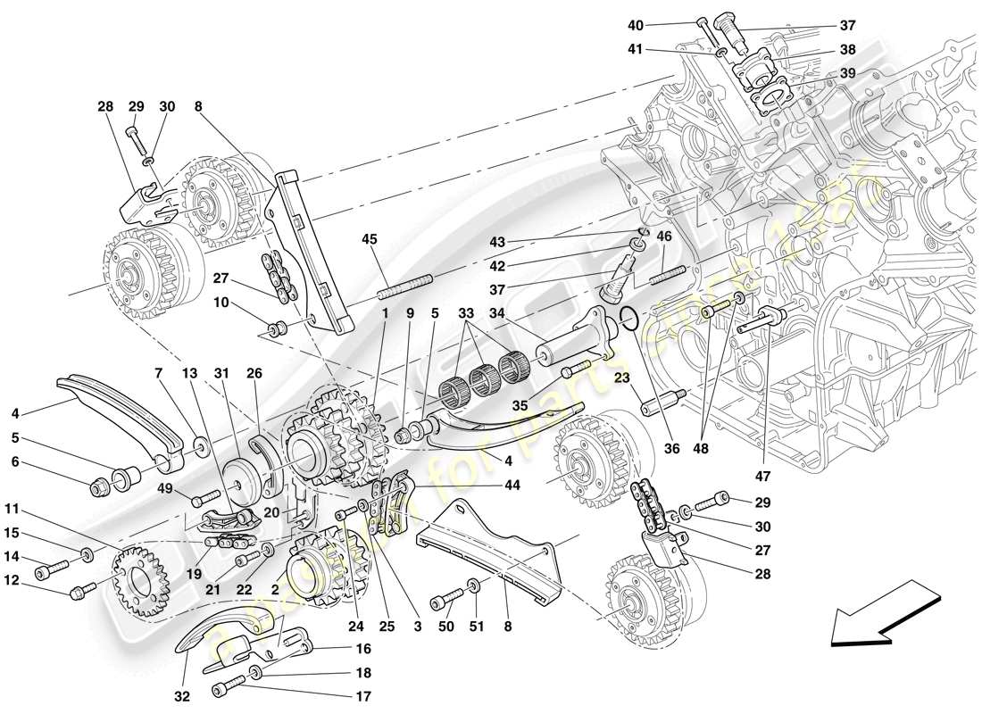 Ferrari 599 SA Aperta (RHD) DISTRIBUZIONE - GUIDA Diagramma delle parti