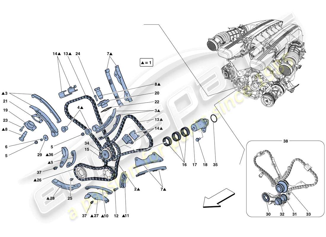 Ferrari F12 Berlinetta (RHD) DISTRIBUZIONE - GUIDA Diagramma delle parti