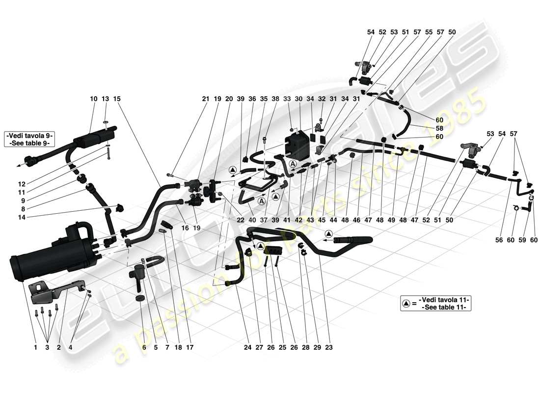 Ferrari LaFerrari (Europa) SISTEMA DI CONTROLLO EMISSIONI EVAPORATIVE Diagramma delle parti
