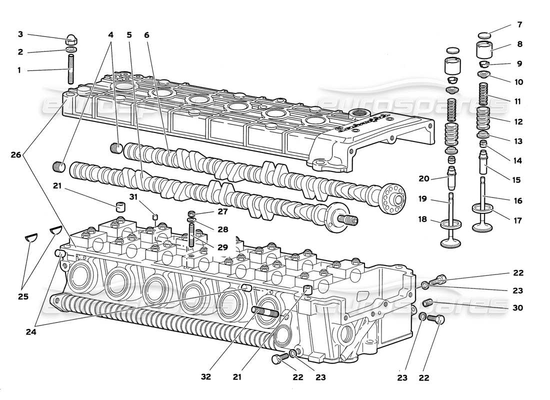 Diagramma delle parti Lamborghini Diablo GT (1999) Testata sinistra