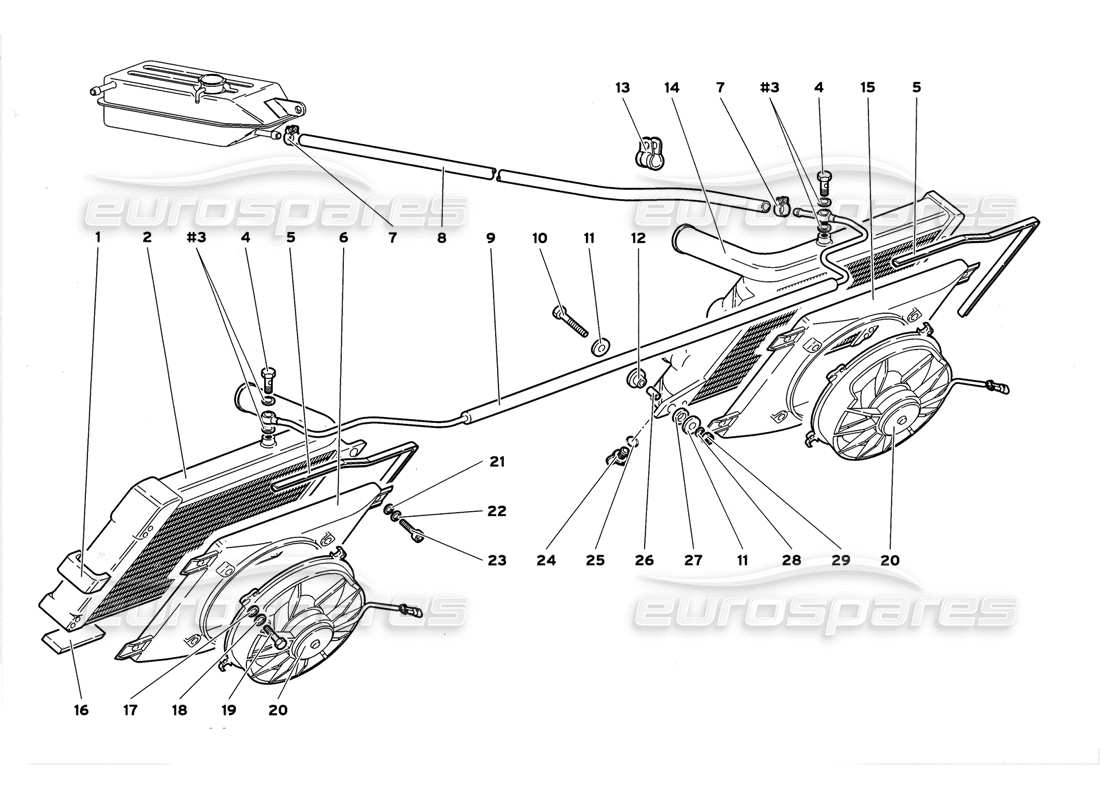 Diagramma delle parti Lamborghini Diablo GT (1999) Radiatori ed Elettroventilatori