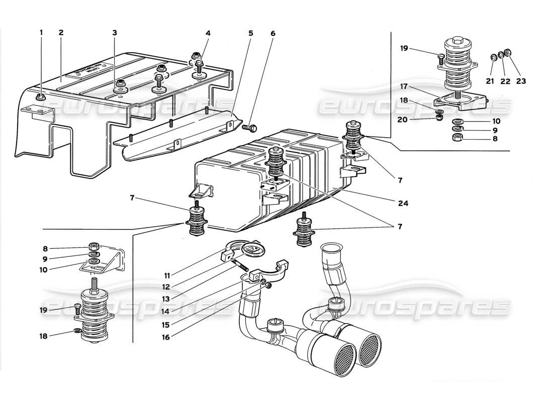 Diagramma delle parti Lamborghini Diablo GT (1999) Impianto di scarico