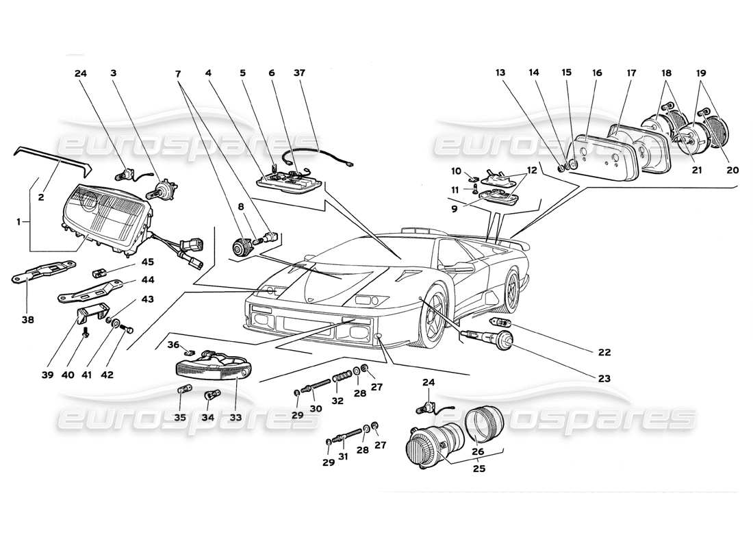 Diagramma delle parti Lamborghini Diablo GT (1999) Luci