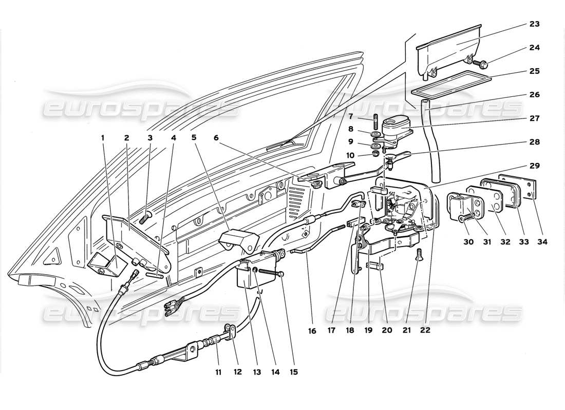 Diagramma delle parti Lamborghini Diablo GT (1999) Meccanismo della porta