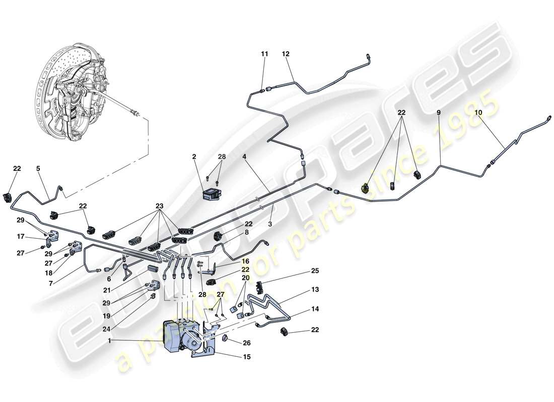 Ferrari LaFerrari Aperta (USA) Sistema di frenaggio Diagramma delle parti