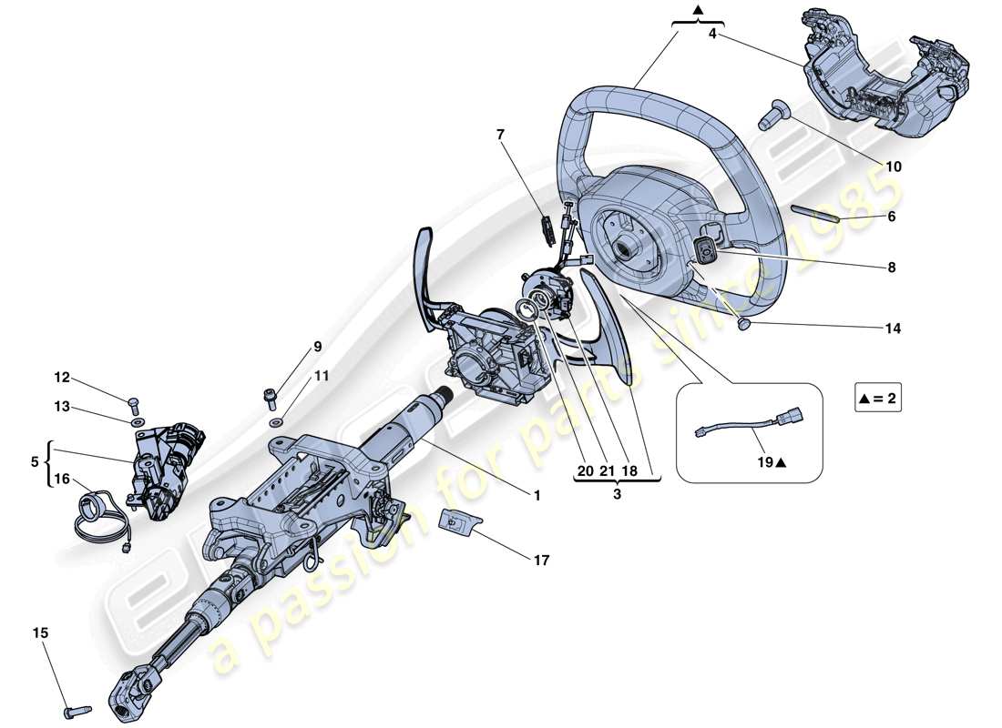 Ferrari LaFerrari Aperta (USA) Controllo dello sterzo Diagramma delle parti