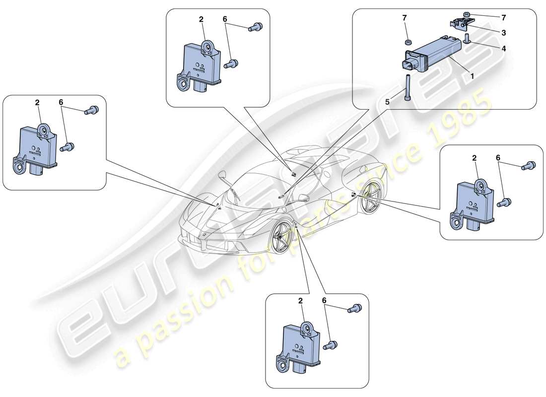 Ferrari LaFerrari Aperta (USA) sistema di monitoraggio della pressione dei pneumatici Diagramma delle parti