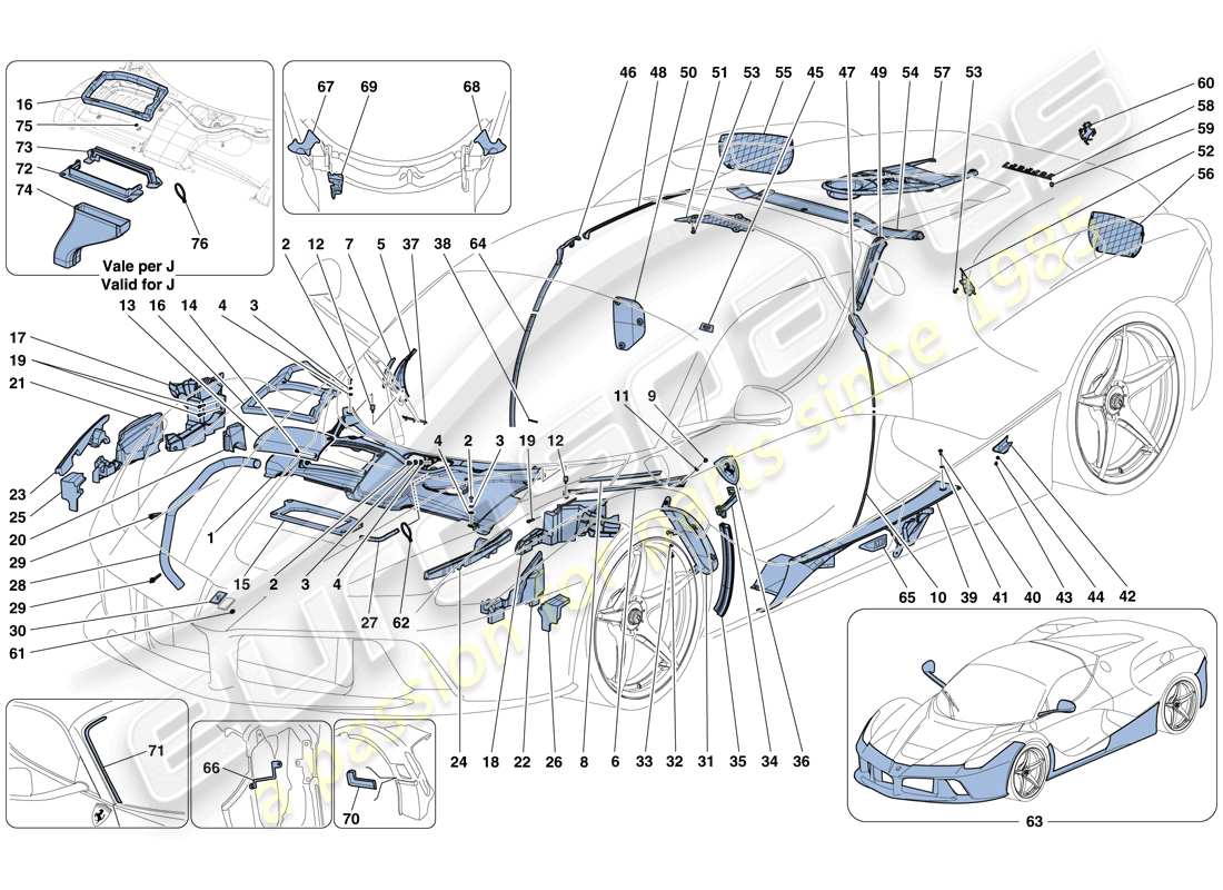 Ferrari LaFerrari Aperta (USA) SCUDI E FINITURE Diagramma delle parti