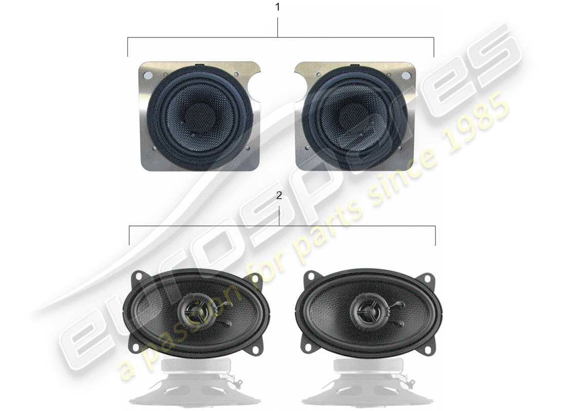 Porsche Classic accessories (1963) PORSCHE CLASSIC - LOUDSPEAKER KIT - SOUND SYSTEM Diagramma delle parti