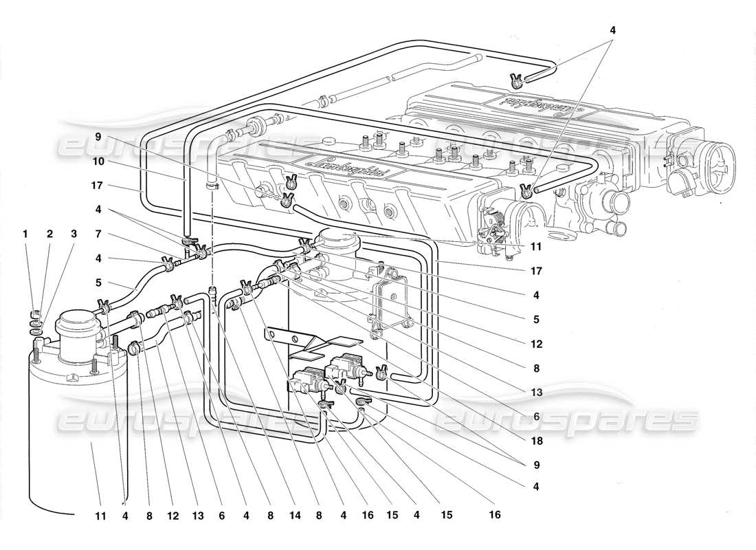 Schema delle parti Lamborghini Diablo Roadster (1998) Sistema di alimentazione carburante