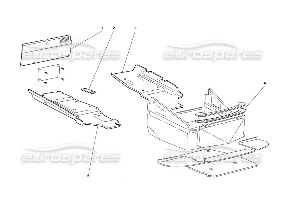 Lamborghini Diablo 6.0 (2001) Pannelli del pavimento con telaio (Valido per GB e Australia - marzo 2001) Diagramma delle parti