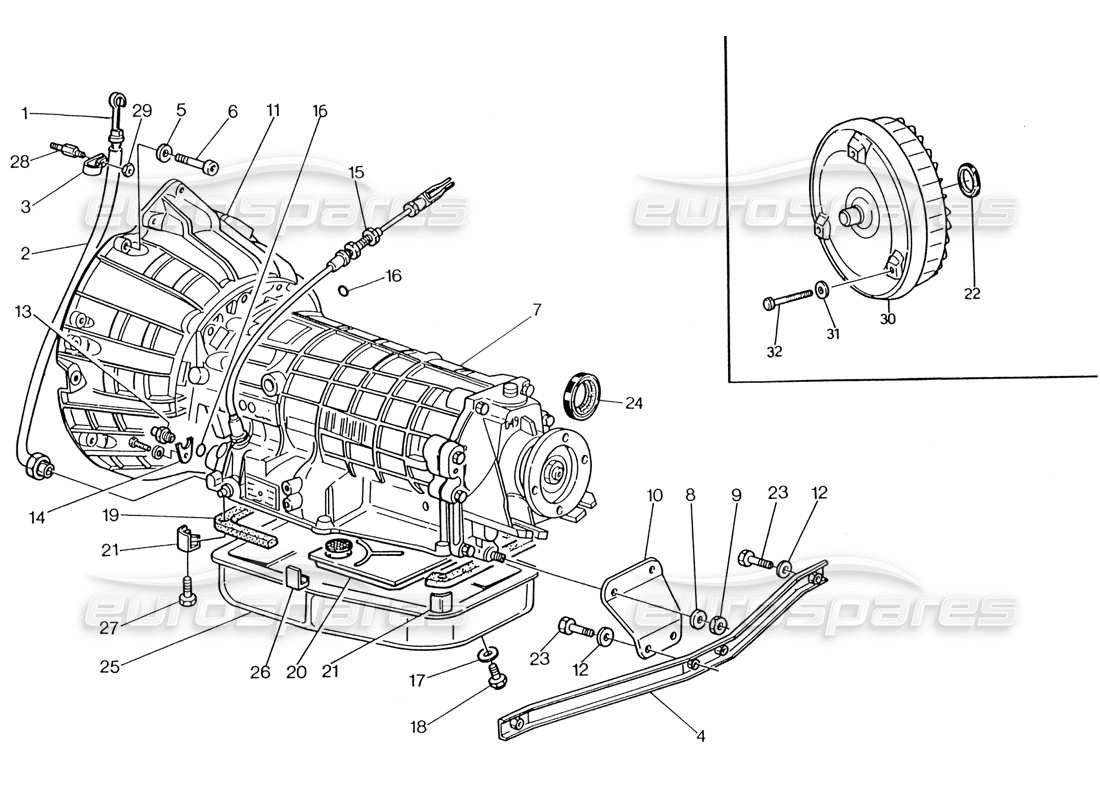 Maserati 222 / 222E Biturbo Trasmissione automatica - Diagramma delle parti convertitore (4 HP).
