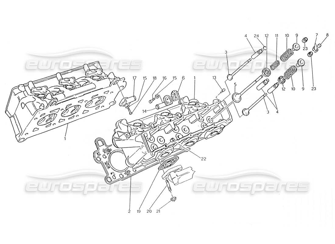 Maserati Karif 2.8 Teste dei cilindri Diagramma delle parti