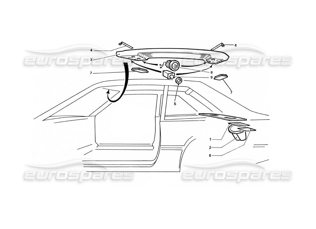 Ferrari 412 (Carrozzerie) Pannello interno del tetto Diagramma delle parti
