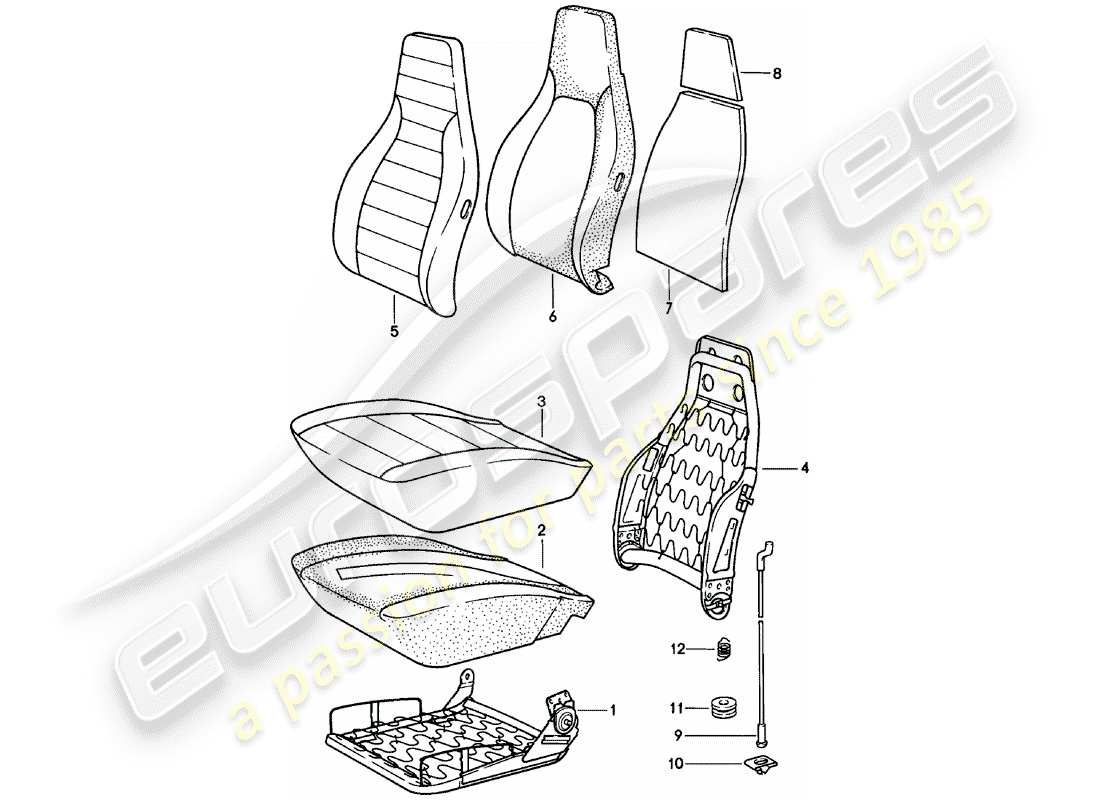 Porsche 911 (1978) SEDILE ANTERIORE - PARTI SINGOLE Diagramma delle parti