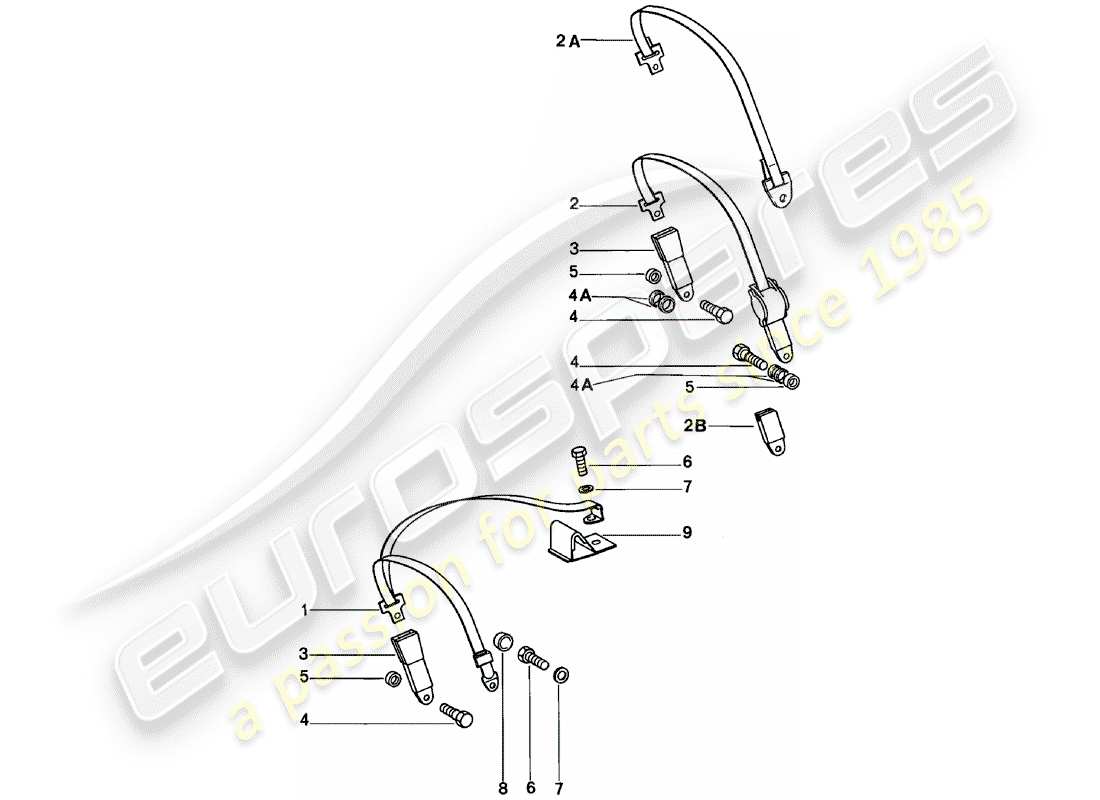 Porsche 911 (1978) CINTURA DI SICUREZZA Diagramma delle parti