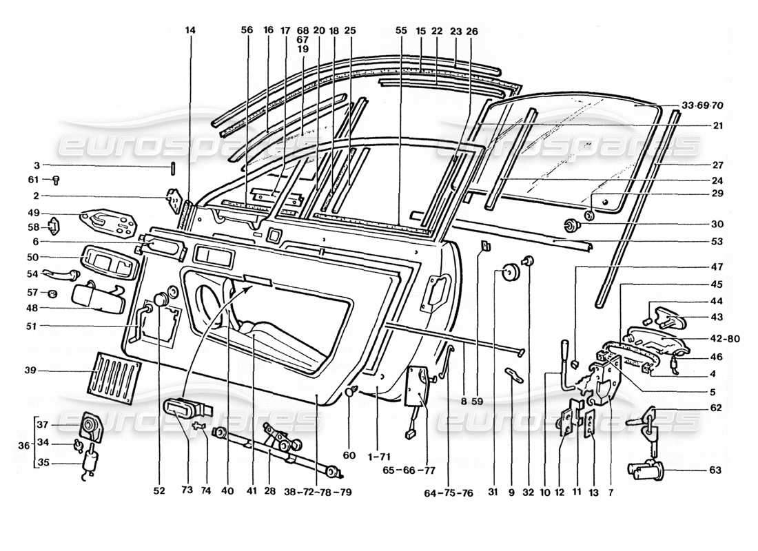 Diagramma delle parti Ferrari 400 GT / 400i (Carrozzerie) PORTE