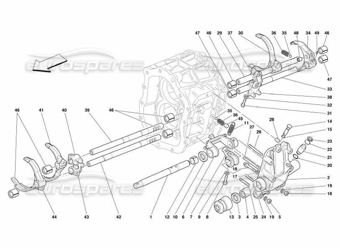 Ferrari 550 Barchetta Comandi interni del cambio Diagramma delle parti