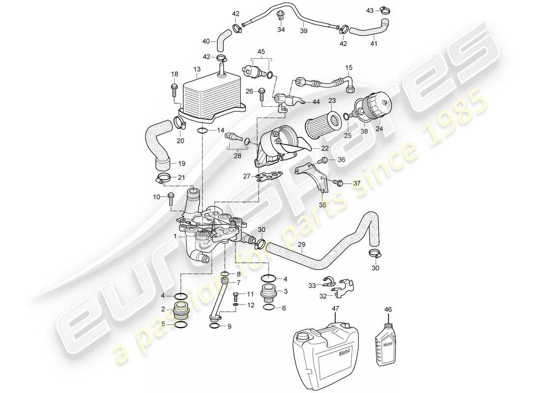 Porsche 996 T/GT2 (2002) filtro olio - staffa Diagramma delle parti