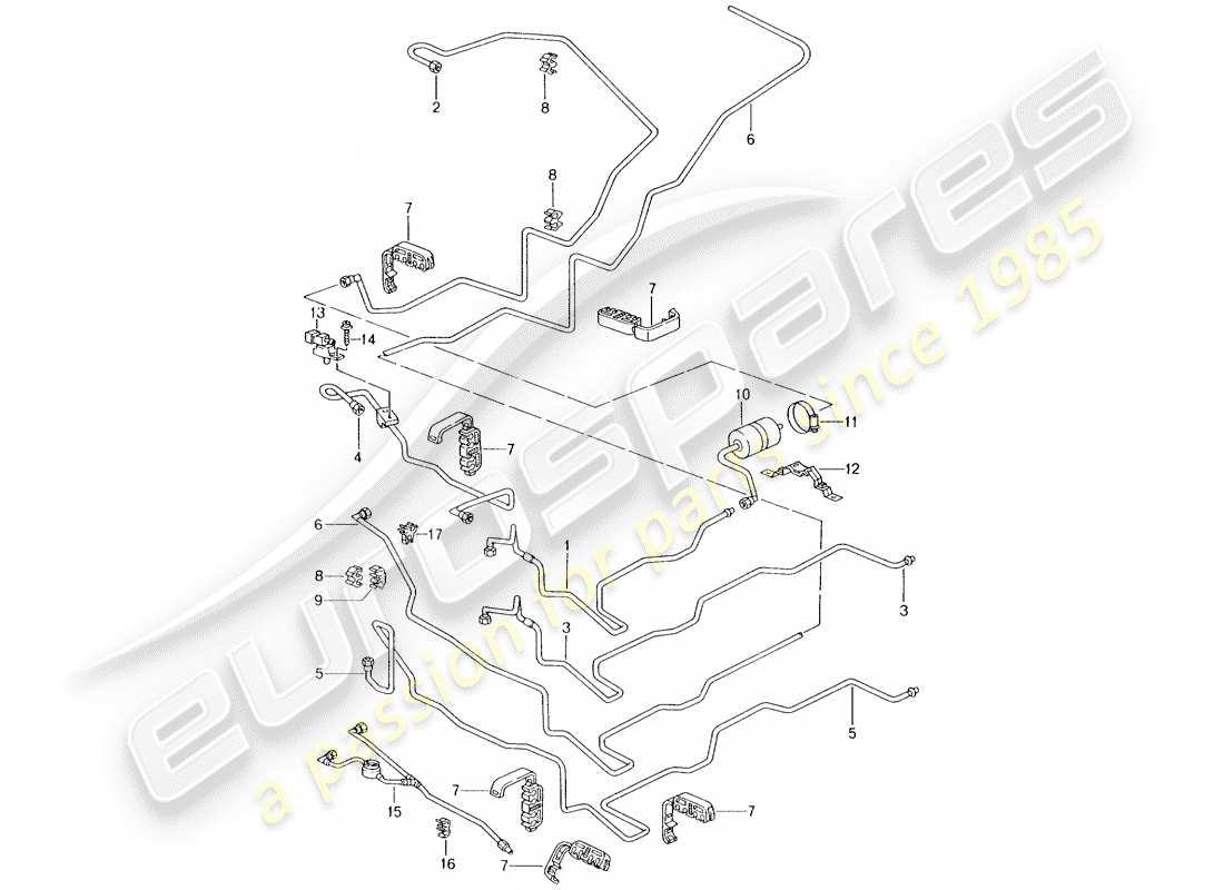 Porsche Boxster 986 (1997) Sistema di alimentazione carburante Diagramma delle parti