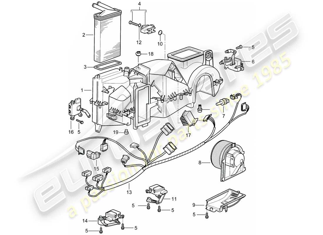 Porsche Boxster 986 (1997) CORPO DISTRIBUZIONE ARIA - PARTI SINGOLE Diagramma delle parti