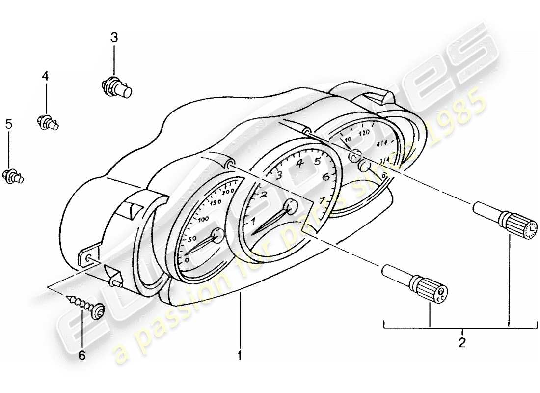 Porsche Boxster 986 (1997) QUADRO STRUMENTI - COMPLETO Diagramma delle parti