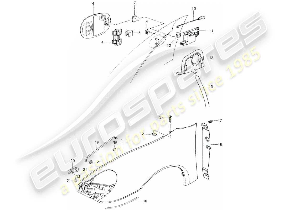 Porsche Boxster 986 (2004) PARAFANGO Diagramma delle parti