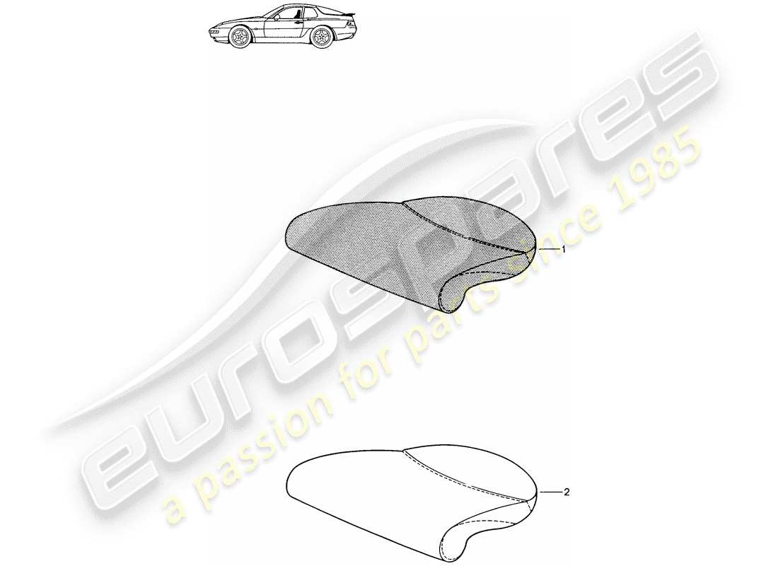 Porsche Seat 944/968/911/928 (1986) CUSCINO SEDILE POSTERIORE - D - MJ 1994>> - MJ 1995 Diagramma delle parti