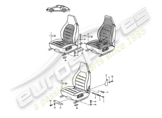 a part diagram from the Porsche Seat 944/968/911/928 (1988) parts catalogue