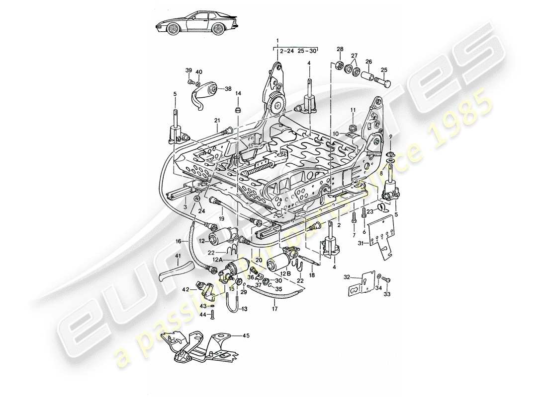 Porsche Seat 944/968/911/928 (1992) TELAIO SEDILE - MANUALE - ELETTRICO - D >> - MJ 1988 Schema delle parti