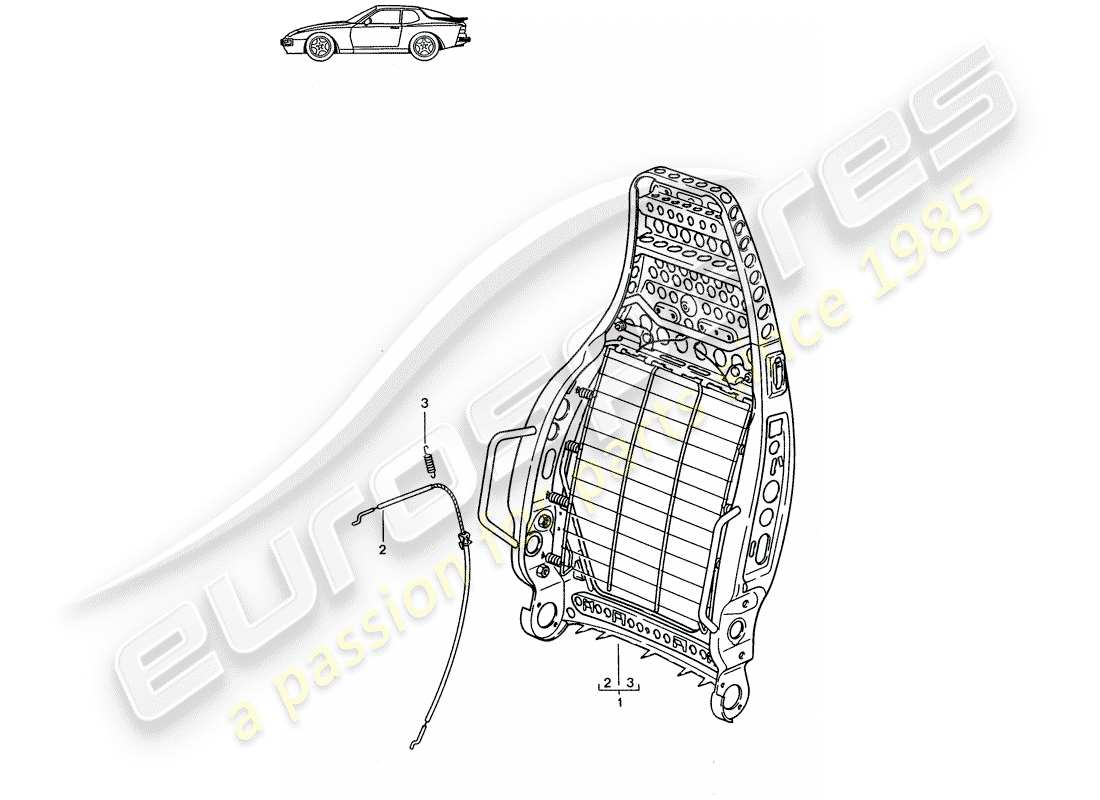 Porsche Seat 944/968/911/928 (1992) TELAIO SCHIENALE - SEDILE SPORTIVO - D - MJ 1989>> - MJ 1991 Diagramma delle parti