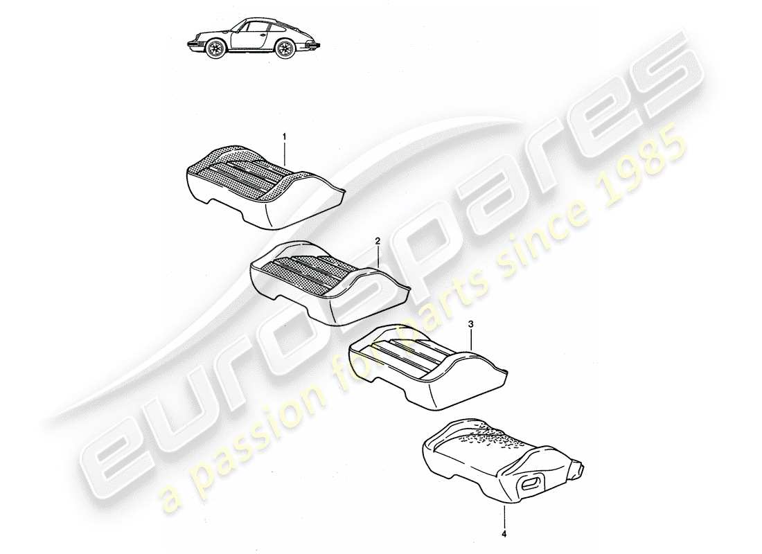 Porsche Seat 944/968/911/928 (1992) RIVESTIMENTO SEDILE - SEDILE SPORTIVO - D - MJ 1985>> - MJ 1986 Diagramma delle parti