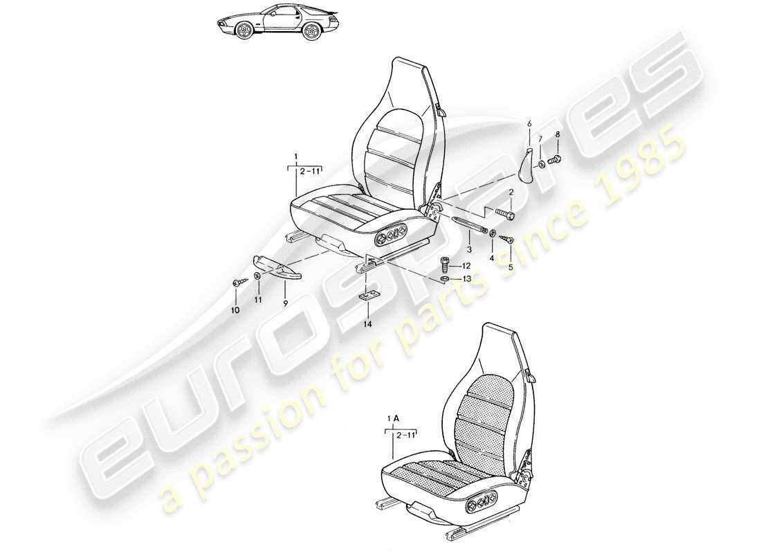 Porsche Seat 944/968/911/928 (1992) SEDILE - COMPLETO - D - MJ 1987>> Diagramma delle parti