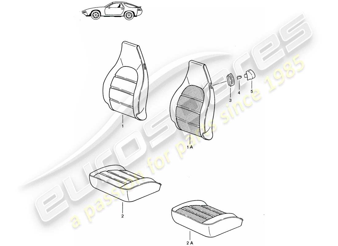 Porsche Seat 944/968/911/928 (1992) RIVESTIMENTO - ELEMENTO RISCALDATORE - SEDILE COMFORT - D - MJ 1985>> - MJ 1986 Diagramma delle parti