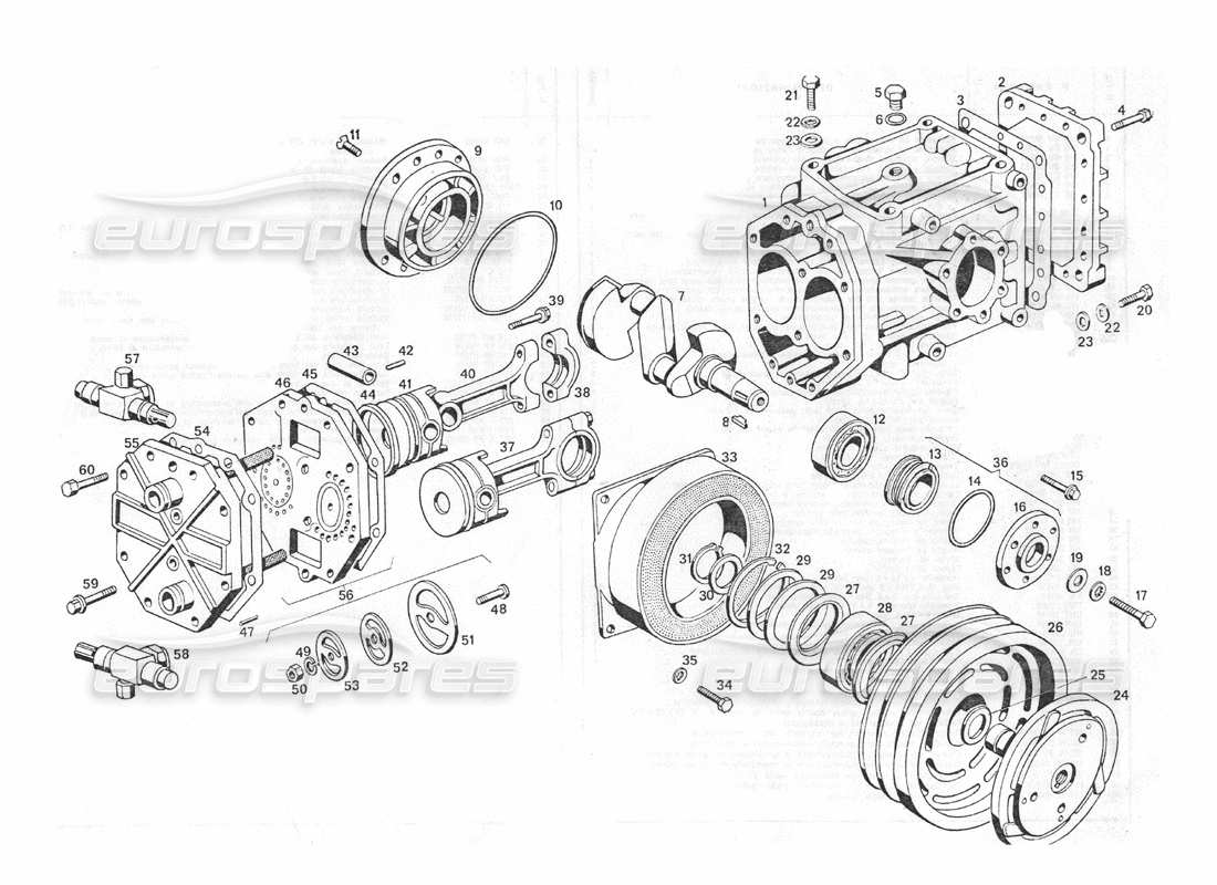 Maserati Indy 4.2 Compressore di condizionamento Diagramma delle parti