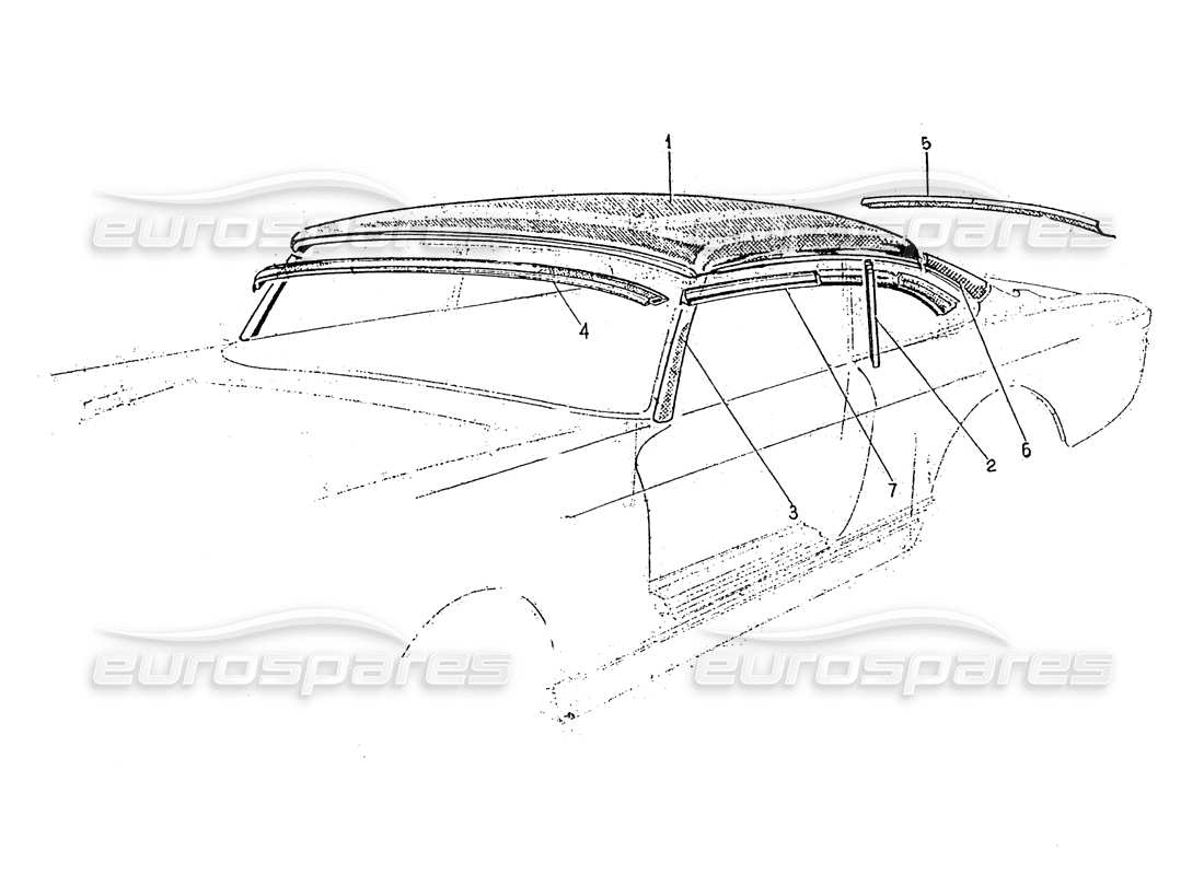 Ferrari 330 GT 2+2 (Carrozzeria) Pannello del tetto e finiture (edizione 2) Diagramma delle parti