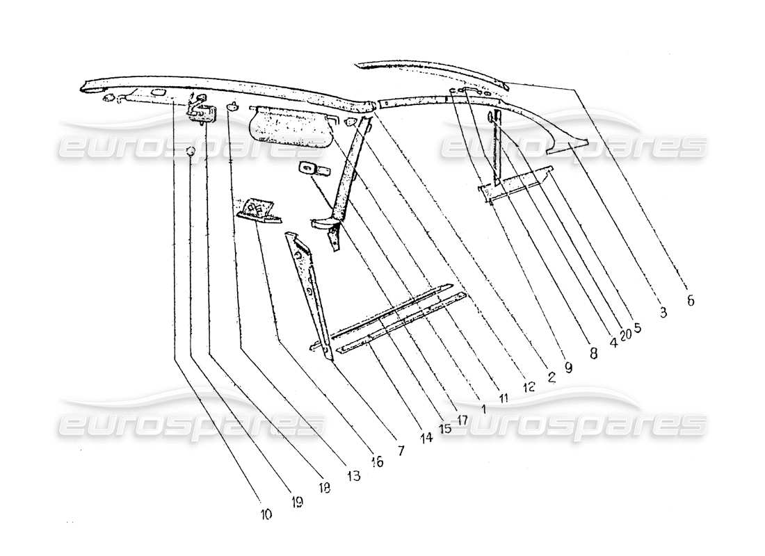 Ferrari 330 GT 2+2 (Carrozzeria) Alette parasole interne - Specchietto retrovisore - Posacenere (edizione 1) Schema delle parti