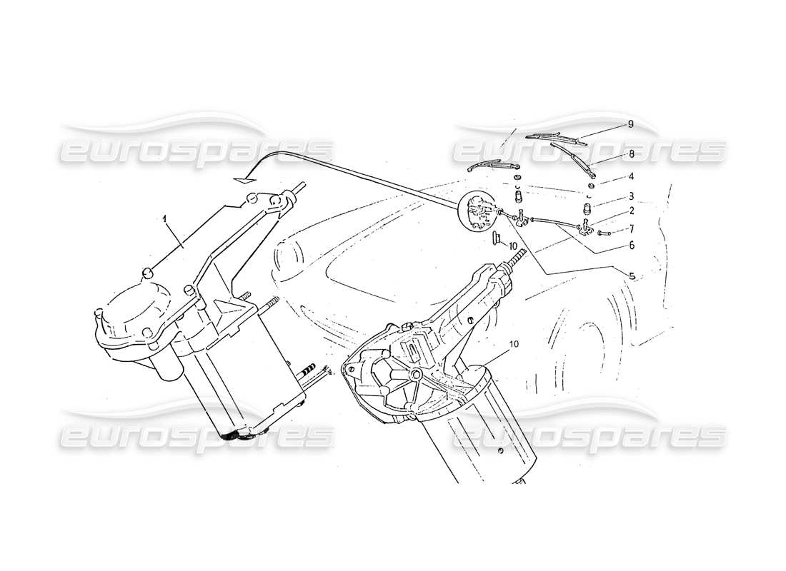 Diagramma delle parti Ferrari 330 GTC / 365 GTC (Carrozzeria) Tergicristallo Mec