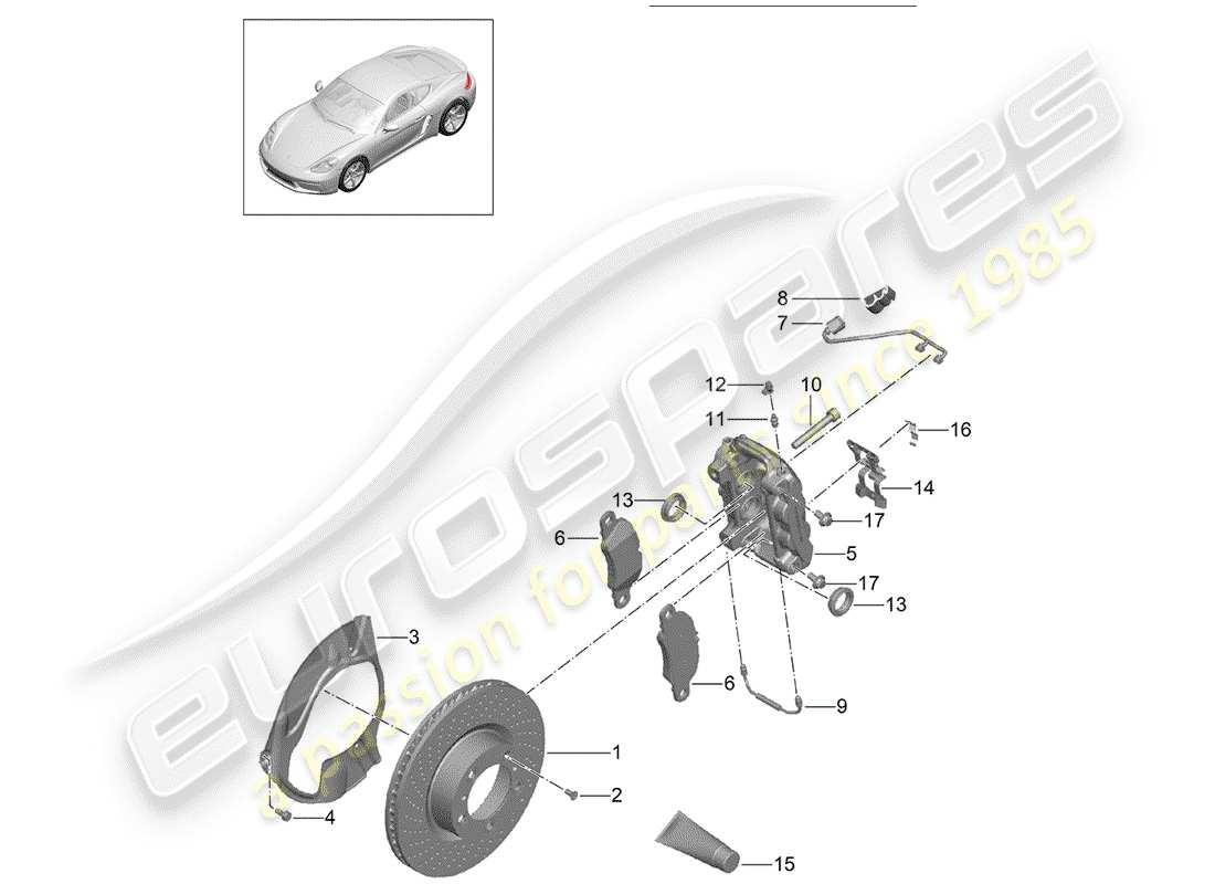 Porsche 718 Cayman (2018) freni a disco Diagramma delle parti