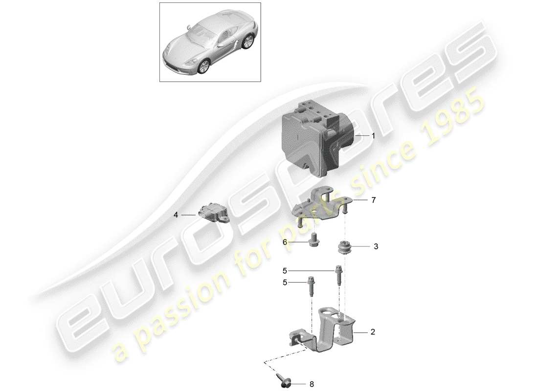 Porsche 718 Cayman (2018) unità idraulica Diagramma delle parti