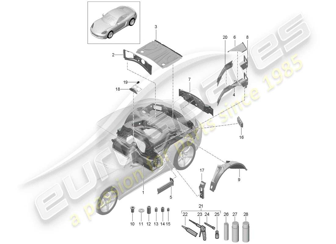 Porsche 718 Cayman (2018) ESTREMITÀ POSTERIORE Diagramma delle parti